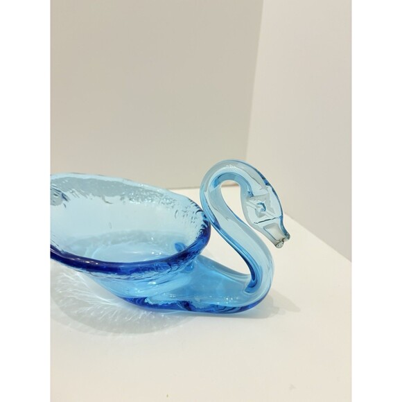 Swan -  Blown Blue Glass Candy or Trinket Dish  Modern /Vintage - Picture 6 of 6